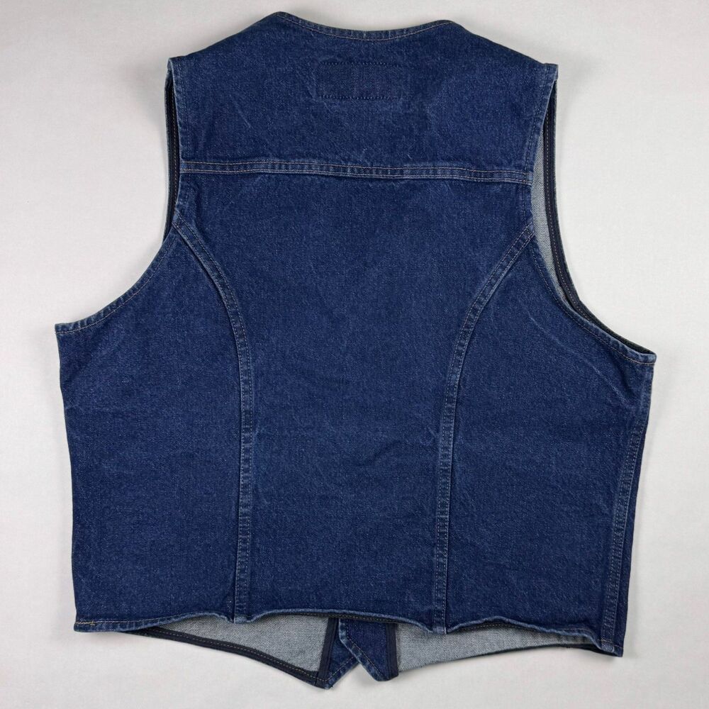 Vintage Wrangler Denim Vest 100% Cotton Cowboy Large M-159 - Picture 2 of 6